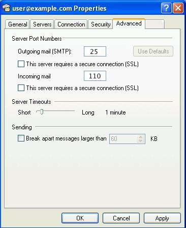 outlook advanced_pop3_ssl_no